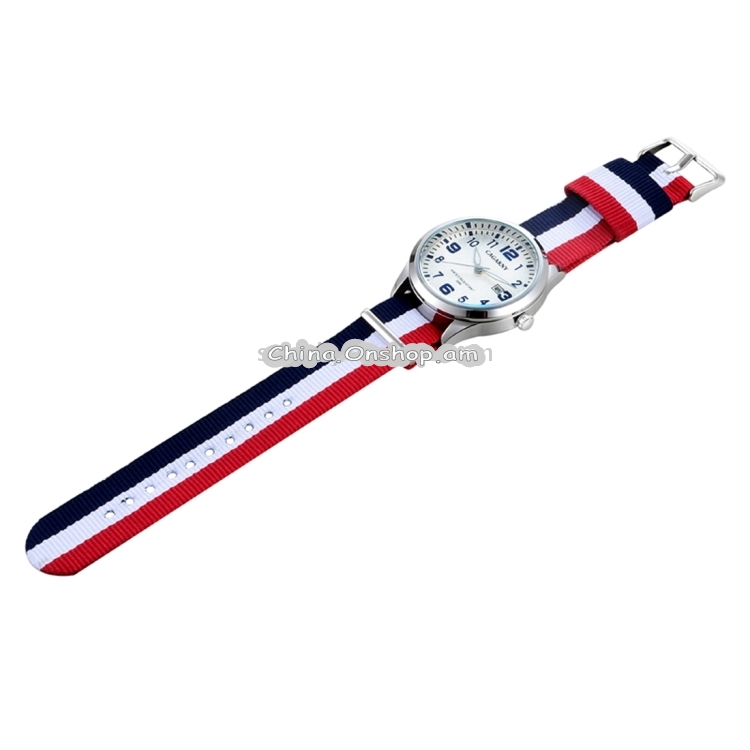 CAGARNY 6859 Concise Style Ultra Thin Waterproof Quartz Wrist Watch with Striped Nylon Band for Men