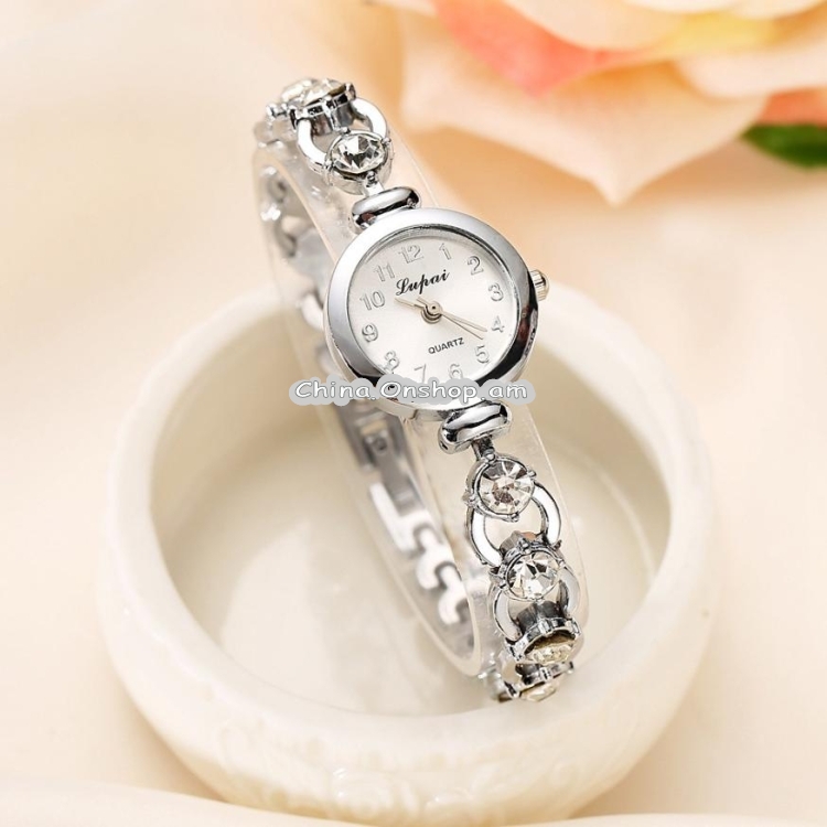 Lvpai P019 Retro Bracelet Stainless Steel Rhinestone Watch for Women