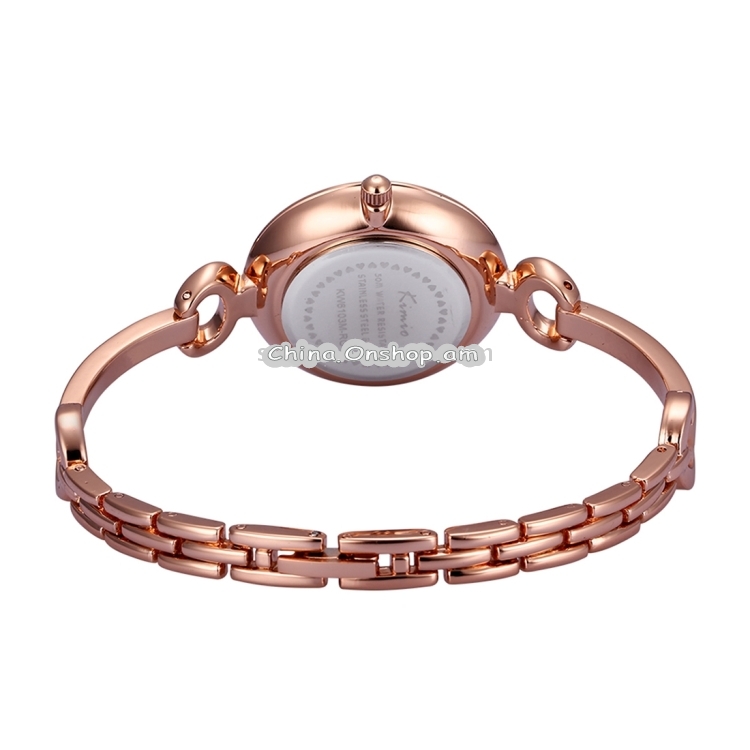 Kimio 3791 Fashionable Quartz Watch Wrist Watch Dress Watch Chain Watch with Alloy Band & Alloy Case & Bracelet Clasp for Women(Rose Gold Band + Black Dial)