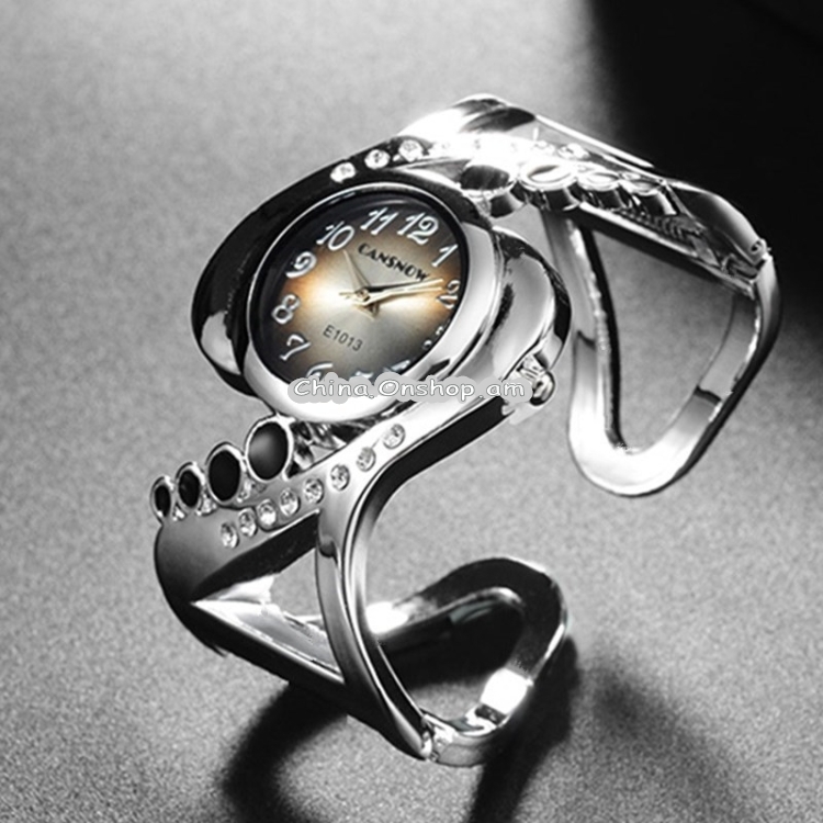 WAT1140 Women Bangle Wristwatch Quartz Crystal Rhinestone Watch