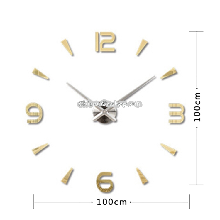 Bedroom Home Decoration Watch Frameless 3D Mirror Large DIY Wall Sticker Mute Clock, Size: 100*100cm