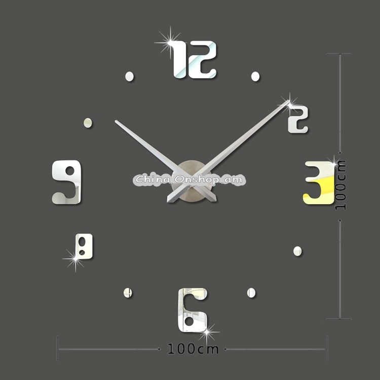 Bedroom Home Decor Frameless Large Number 3D Mirror DIY Wall Sticker Mute Clock