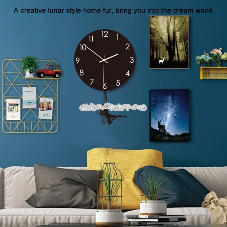 B012-016 Man Pattern Home Living Room Decoration Acrylic Mute Wall Clock