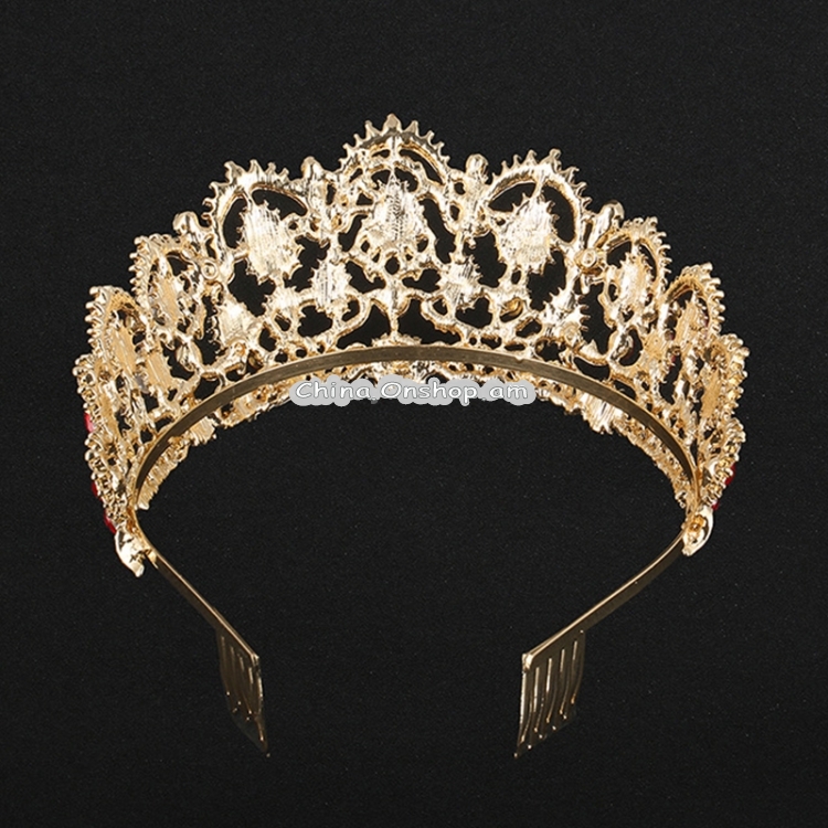 Crystal Tiaras Vintage Gold Rhinestone Pageant Crowns With Comb Baroque Wedding Hair Accessories