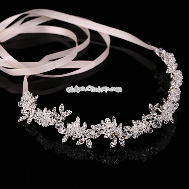 Noble Crystal Rhinestone Bridal Headpieces Satin Ribbon Wedding Hair Accessories for Brides Tiaras Crowns Headbands