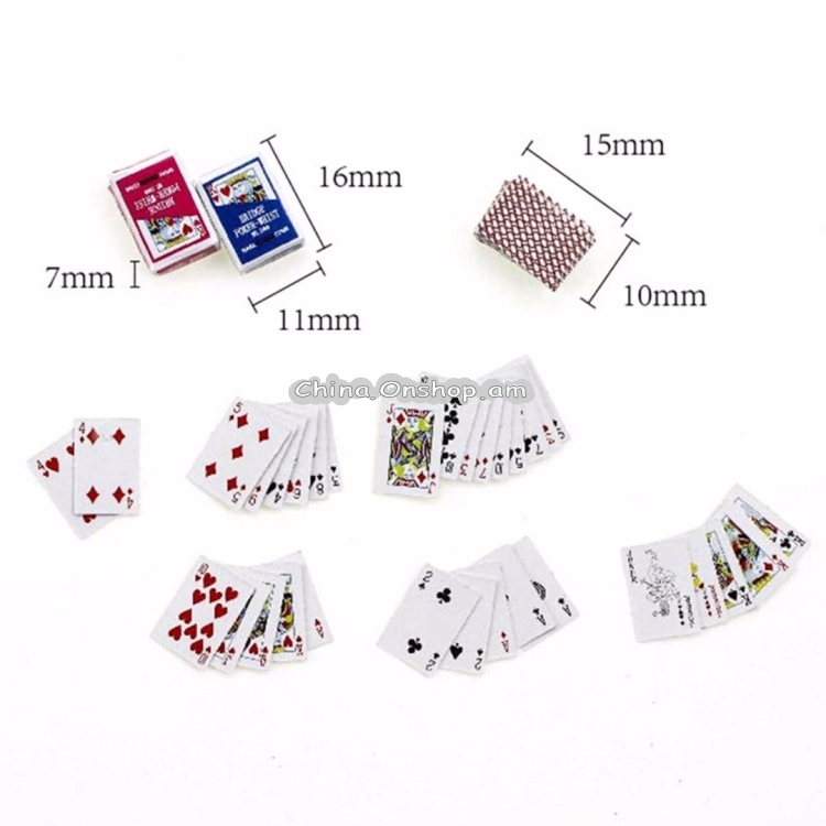 1:12 DIY Cute Dollhouse Poker Playing Cards Style Random Mini Poker Doll Accessories