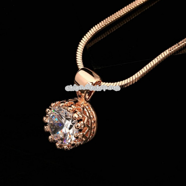 Women Unique Crown Cubic Zirconia Necklaces Pendants Chain Fashion Jewelry