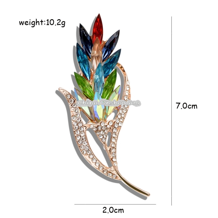 Multi-color Crystal Wheat Brooches Women Rhinestone Brooch Pin Fashion Flower Style Jewelry Coat Dress Corsage