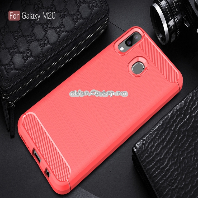 Brushed Texture Carbon Fiber Shockproof TPU Case for Galaxy M20