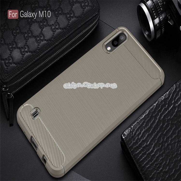 Brushed Texture Carbon Fiber Shockproof TPU Case for Galaxy M10
