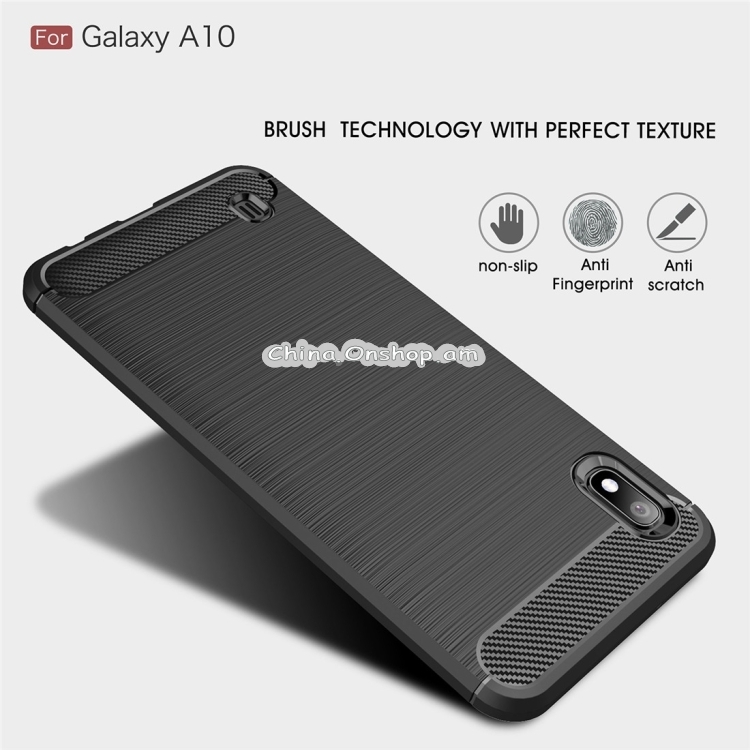 Brushed Texture Carbon Fiber Shockproof TPU Case for Galaxy A10