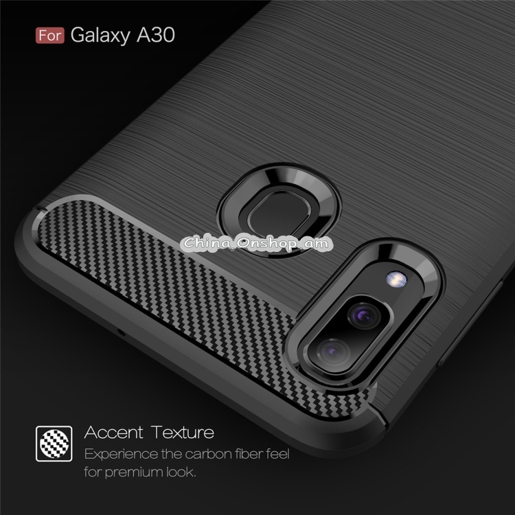 Brushed Texture Carbon Fiber Shockproof TPU Case for Galaxy A30