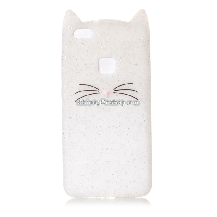 For Huawei P10 Lite Silicone Cat Whiskers Pattern Protective Back Cover Case