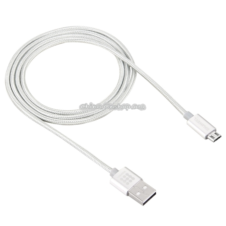 HAWEEL 1m Woven Style Metal Head 3A High Current Micro USB to USB Sync Data Charging Cable