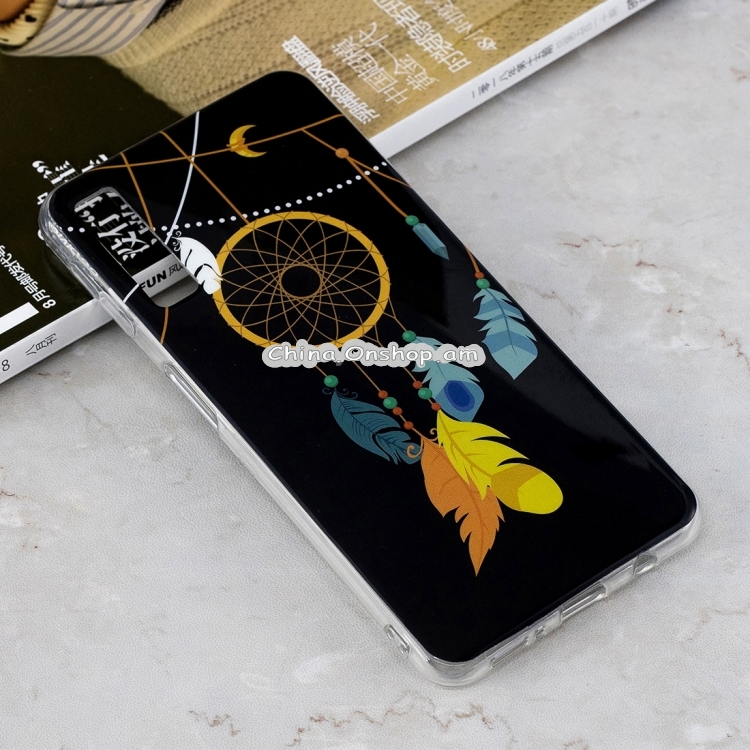 Luminous Feather Wind Chime Pattern Shockproof TPU Protective Case for Galaxy A7 (2018)