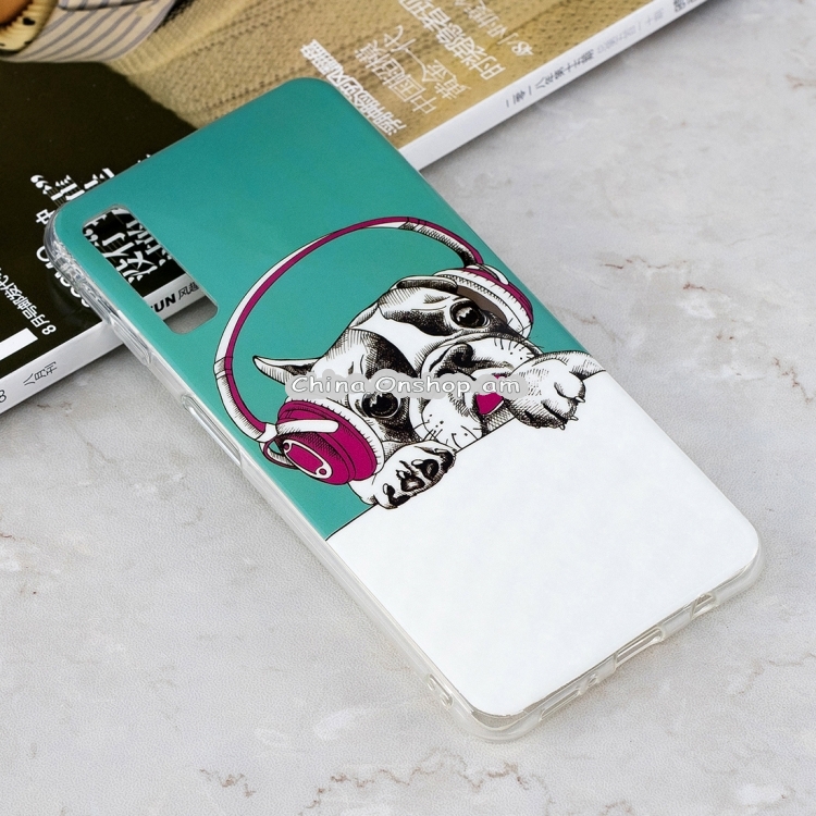 Luminous Headphone Puppy Pattern Shockproof TPU Protective Case for Galaxy A7 (2018)