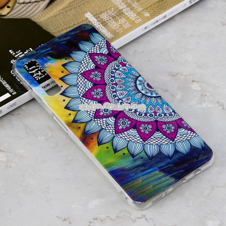 Luminous Colorful Sun Flower Pattern Shockproof TPU Protective Case for Galaxy A7 (2018)
