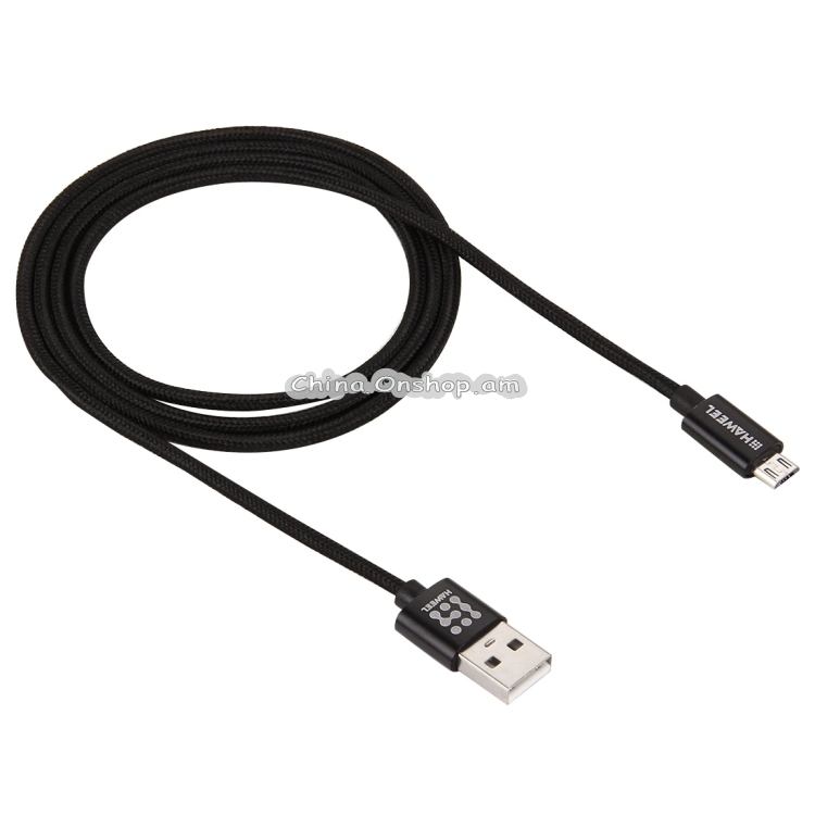 HAWEEL 1m Woven Style Metal Head 3A High Current Micro USB to USB Sync Data Charging Cable