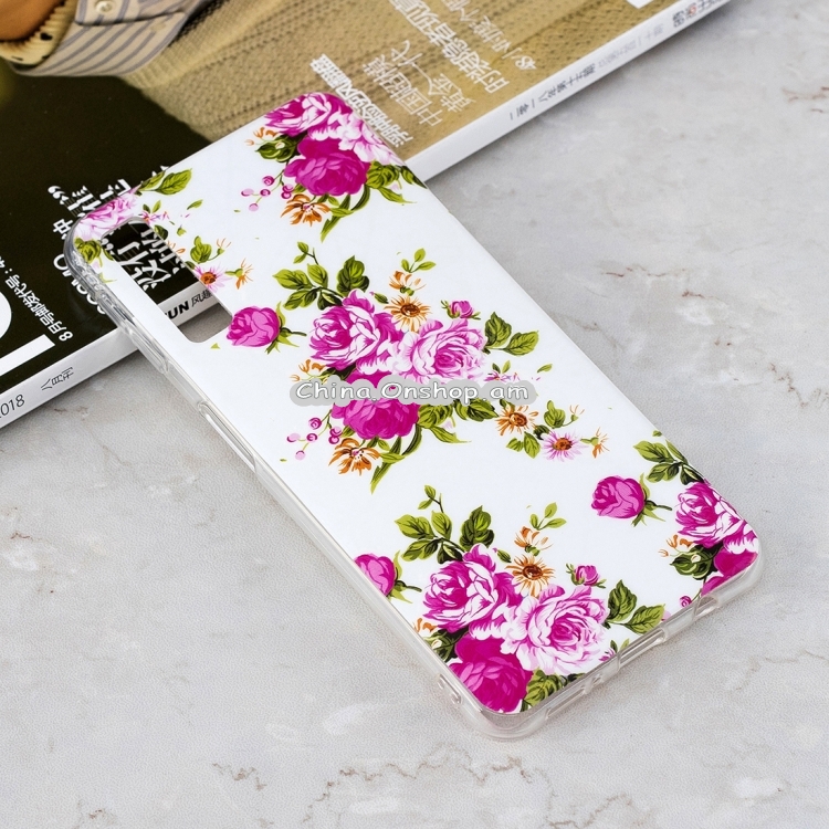 Luminous Rosa Multiflora Flower Pattern Shockproof TPU Protective Case for Galaxy A7 (2018)