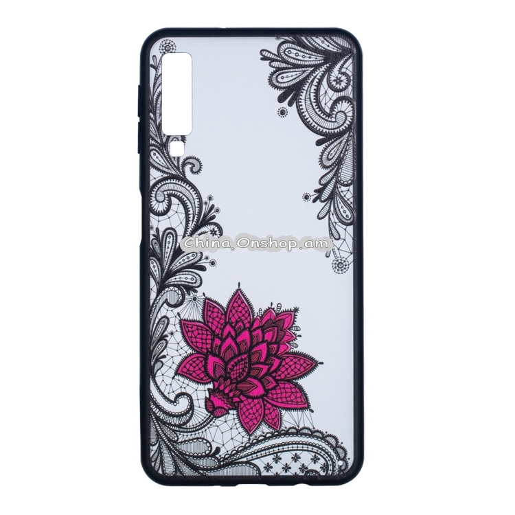 Small Lotus Pattern Embossed Lace + PC Case for Galaxy A7 (2018)