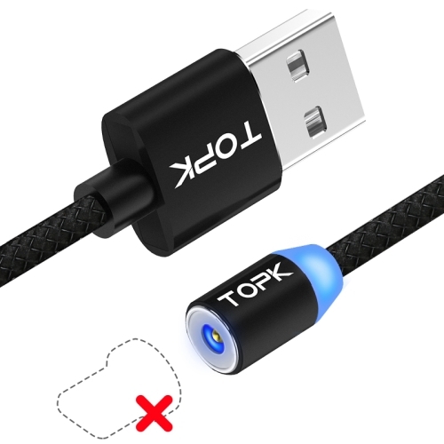 TOPK 1m 2.1A Output USB Mesh Braided Magnetic Charging Cable with LED Indicator
