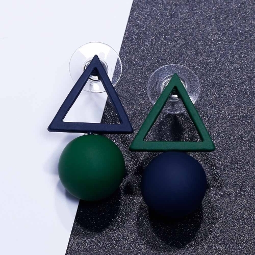 Individuality Asymmetric Triangle Circle Stud Earrings For Women 